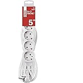 Emos P0525R Extension Cable with 5 Sockets, 5 m, 3 x 1.5 mm2, White, Child Safety Lock