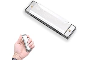 Pence & Moon Collective Blues Harmonica C, 10 Hole 20 Tune Diatonic Mouth Organ Harmonicas for Adults, Kids, Beginners, Gifts & Music Lovers, Stainless Steel Cover(Silver)