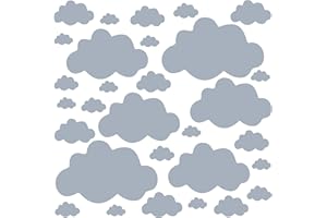 PREMYO 30 Nubes Pegatinas Pared Infantil - Vinilos Decorativos Habitación Bebé Niños - Fácil de Poner Gris