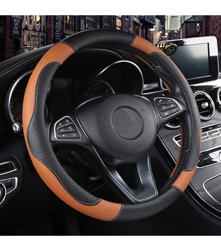 Housse De Volant Voiture ZATOOTO - Cuir Synthétique Antidérapant - Taille M 37-38cm - Noir