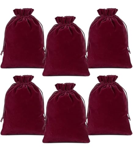 50 Stuks Fluwelen Zakken, Koord Sieraden Zakjes, voor Het Opbergen van Sieraden, Juwelen, Snoepjes, Kleine Cadeautjes en Krassen te Voorkomen (7 x 9 cm, Rood
