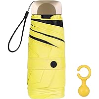 Vicloon Mini umbrella, pocket umbrella with golden handle, 210T, black rubber canvas and 6 aluminum alloy ribs, foldable comp
