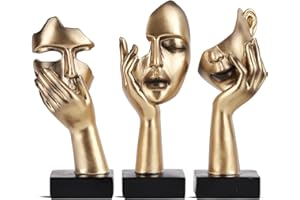 oliruim 3 statue pensatrici, scultura artistica astratta nera dorata moderna decorazione per la casa decorazione da tavolo regalo di Natale Capodanno (3 pezzi oro)