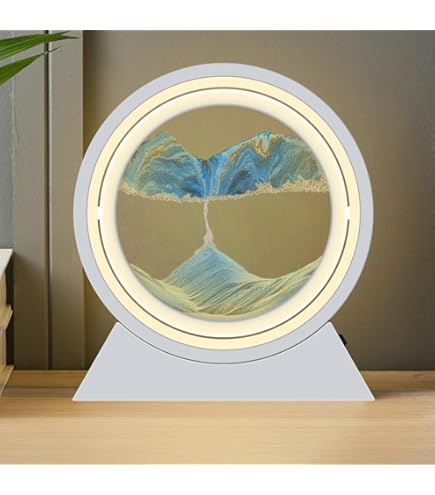 Zandkunstafbeeldingen, 3D-zandloper, diepzee, zandlandschap, rond frame