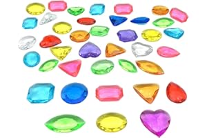 WUSJCOF Gemme, 40 Pezzi Grandi Diamanti, Cristalli, Pietre Preziose in Acriliche per Bambini, Set di Immersione e Giocattoli Subacquei, Ideali per Bomboniere, Vasi e Tavoli (Colorato, Trasparente)