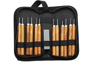 BEAHING Herramientas de tallado de madera gubias profesionales manuales con acero de carbono whetstone set para escultura 13pcs, herramientas de talla de madera set