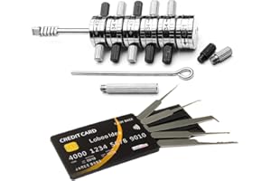 Loboo Idea Premium Ford Tibbe Lock Pick/Decoder Strumento Mano con Loboo Idea Blocco Carta di Credito Blocco Strumento Kit, 6 Lettore Cilindri Strumenti di Pick Lock Automotive Strumenti di Fabbro