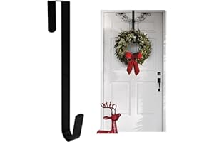 TOUMETT Christmas Wreath Hanger for Front Door,Metal Wreath Hanger,12 Inches Over Door Hanger,Garland Wreaths Hook Holder,Non-Slip Hanging Hooks for Party Holiday,Home Office Wedding Outdoor Decorations(Black