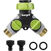 Ibergrif M22205 Two-Way Irrigation Distributor with Two Hose Connectors, Black/Green