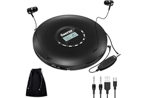 Gueray CD Player Portable with 1400mAh Rechargeable Battery 12 Hours Working Time Personal CD Player Support Last Memory Anti-Skip Protection LCD Display with AUX Cable for Car Children Audiobooks