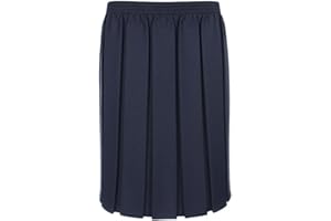 MISS CHIEF Ages 2-20 Girls Ladies School Uniform Box Pleated Formal Elasticated Skirt Black Grey Navy + UK M, L, XL, XXL