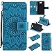 Produktbild Hozor PU Leder Hülle für Huawei Y5 II / Y5 2 / Y6 II Compact 5.0 zoll Embossing Prägung Blumen Muster Ledertasche Weiche TPU Soft Rückseite Abdeckung Handytasche Bumper Schutzhülle Brieftasche Flip Case Wallet Cover Bookstyle Handyhülle Tasche Anti-Scratch Shell Folio Klapphülle mit Standfunktion Magnetverschluss und Kredit Kartenfächer - Light Blue