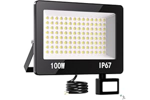 HAPYLUMI Projecteur LED Exterieur Detecteur de Mouvement 100W, 10000LM Projecteur LED 6500K Spot Led Exterieur Détecteur, IP67 Etanche Eclairage Exterieur avec Detecteur pour Jardin, Patio, Garage
