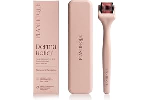 PLANTIFIQUE Derma Roller för ansikte och hårbotten, rosa | Microneedling-ansiktsroller med 0,25 mm titannålar, inklusive skyddsfodral
