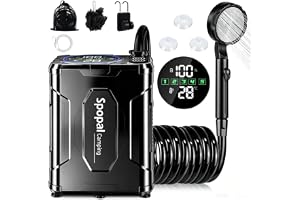 Spopal campingdusch, [13 000 mAh], bärbar campingdusch med IPX8-vattentät, LED-skärm, pausfunktion, vattentemperaturvisning
