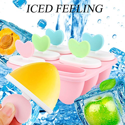 Eisformen Vikeepro für selbstgemachtes Eis aus schlagfestem Kunststoff BPA-frei 6 er (Pink) - 4