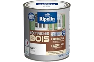 RIPOLIN - Peinture pour Bois Intérieur/Extérieur - Sans Sous-couche Ultra-couvrant - Résiste aux Intempéries, UV et Chocs - Protège et Magnifie - Lessivable - Satin - 0,5L - Blanc