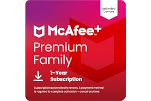 McAfee+ Premium Family Unlimited Devices Antivirus, VPN, Scam Protection & Security Software, Identity Monitoring, 1 Year Subscription with Auto-Renewal - Digital download | PC/Mac/iOS/Android
