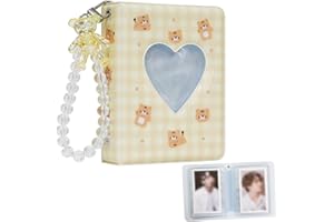 BABYFOND 3 Zoll Kpop Fotokartenhalter, 7.6 cm Mini-Fotoalbum, Kpop-Fotokartenhalter,Liebesherz,Fotokartenhalter für beste Freundin Besties oder Freund Partner (yellow)