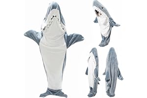 SEINAL Hai Decke Onesie, Hai Decke Flanell Schwanz Decke Hoodie Decke, Flanelldecke Mit Kapuze für Cosplay-Shows, Cartoon Pyjama Partys, Verkleidungen