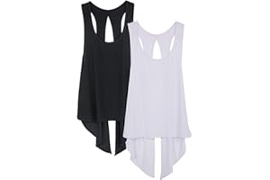 icyzone Débardeur de Sport Femme - Tops sans Manches Gilet Dos Ouvert Exercice Yoga Shirt, Paquet de 2
