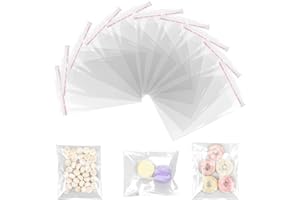 JIYIN 100 sztuk przezroczystych torebek celofanowych, 10 x 15 cm, torebki na słodycze, biżuterię i prezenty