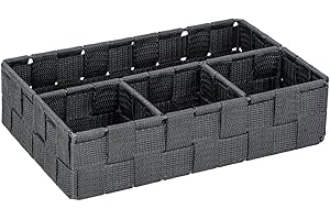 Wenko Cestino da bagno piccolo Adria grigio scuro - Organizzatore per il bagno con 4 scomparti, Polipropilene, 26 x 6.5 x 17 cm, Grigio scuro