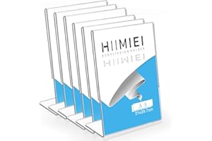 HIIMIEI Soporte para Cartel de Acrílico A4 para Menús, Soporte para Letreros en Mesa, Expositor para Mostrador, Transparente, en Forma de L, 6 unidades