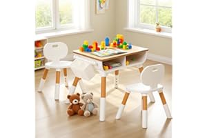 Siairo Tavolo per bambini con 2 sedie, scrivania per bambini con spazio stoccaggio e seggiolino per bambini, Tavolo per bambini Set di sedie