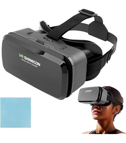 EElabper Lenti in resina di alta qualità, 3D VR occhiali per realtà virtuale, per film e videogiochi, colore nero, 21 x 8 x 9 cm