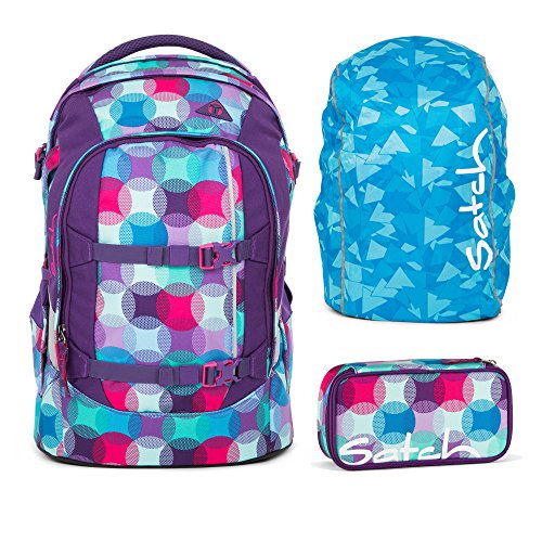 Preisvergleich Produktbild Satch PACK Hurly Pearly 3er Set Schulrucksack + Schlamperbox + Regencape blau