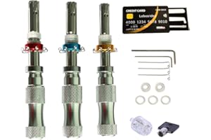 Loboo Idea Juego de herramientas de cerrajería tubular de cobre de 3 piezas + Juego de herramientas de selección de bloqueo de tarjeta de crédito de 5 piezas + Cerradura tubular con llave negra