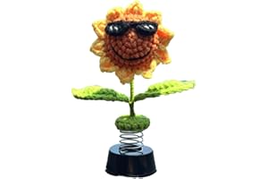 GENERIC Car Dashboard Decor,Crochet Sunflower Frog Duck Bobblehead Car Decorations - Crochet Car Aesthetic Accessories, Animated Bobble Dancing Ornament for Car Interior Desk