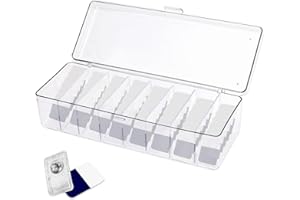 LELE LIFE Colored Contact Lens Organizer Case, 8 Grids Daily Contact Lens Dispenser, Clear Acrylic Storage Box for All Brands Cosmetic Contact Lenses and Eye Contacts