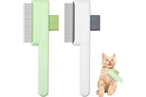 HAXISII Flea Comb for Cats, 2 Pcs Green Cat Flea Comb, White Fleas Combs for Dogs Suitable All Breeds of Dogs and Cats Effortlessly Removes Tangled and Shed Fur (White, Green)