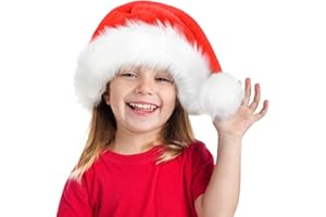 Jonami Cappello di Babbo Natale. Cappellino Tradizionale Rosso e Bianco Unisex Taglia Unica a Design Nataliazio. Accessori per Costume di Babbo Natale