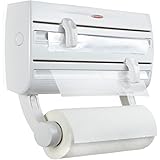 Leifheit Parat F2 ComfortLine Portarotoli per 3 rotoli, Taglia rotoli con ripiano portaspezie, Portarotolo cucina carta, pell