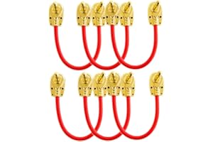 VisioSound Guitar Patch Lead 6.35mm 1/4" Pancake Angled Jack/Effects Pedal FX Instrument Cable (Red, 0.15m, Pack of 6)