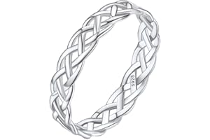 Silvora S925 Plata Anillos Trenzados Nudos Celta/Cadenas Cubanas para Promesa Amistad, Anillos Plata de Primera Ley Regalo para Mujeres Hombres