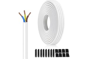 XINWANG Cavo 3X0,75 mm² 10 Metri - H05VV-F In PVC Bianco Con Filo di rame multifilare- Soluzione Professionale Per Macchine Utensili E Attrezzature Da Officina