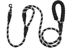 BAGUUARAY Guinzaglio per Cani, Nylon Guinzaglio con Comoda Impugnatura Durevole Robusto e Riflettente per Cani di Taglia Piccola, Media e Grande Walking, Addestramento (1.8 M Black)