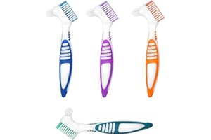 JATIPY 4Pcs Denture Brush Set – Retainer & Denture Toothbrush for Oral Care, Effective Cleaner for Braces, Retainers, and Dentures