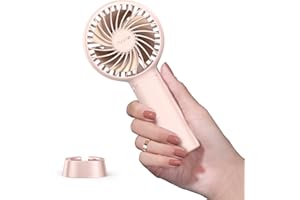 Funme Mini Handventilator, 2024 Neu Mini Tragbarer Ventilator mit 3350 Aufladbarem Batterie 17 Stunde 3 Stufen Persönlicher Klein Lüfter Exquisit für Mädchen Schminken Büro Reisen und Zuhause Rosa
