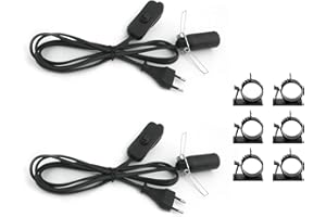 ZIGefofo 2 Pezzi Cavo per Lampada di Sale Lampada Presa UE con Interruttore e Cavo di Alimentazione 3,5 m E14 Portalampada Adatto alla Camera da Letto della Cucina del Soggiorno - Nero