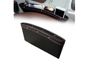 YCBTREE Pudełko do przechowywania foteli samochodowych, organizer wypełniający szczeliny, sztuczna skóra, organizer samochodowy z przodu na telefony komórkowe, portfele, karty, klucze (czarny)