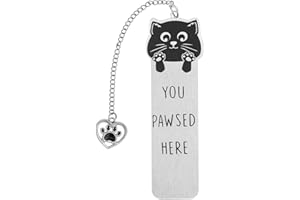 lasuroa Cat Bookmark, Metal Zinc Alloy Kitten Black Pet Bookmarks for Women with Heart Pendent Bookish Gift Cute Animals Book Marker Stationery Funny Reading Accessories for Cat Lovers