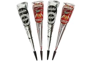 Golecha Farbe Schwarz und Rot (Cherry) - Golecha Farbsatz- Ideal für Tattoo Designs - Schneller Effekt - Lippen-Make-up - Ohne Ammoniak, PPD - 4 Kegel à 25 g