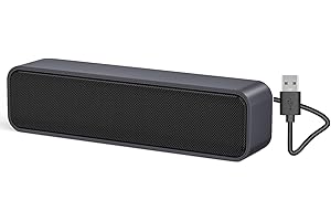 ADELGO Mini przenośny soundbar, zasilany przez USB, głośnik do komputera stacjonarnego, komputera, licznika kas – Plug and Play (szary)