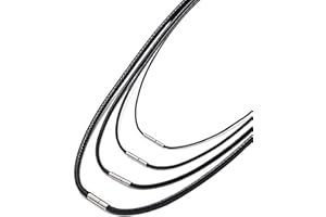 Inscca Cordon Cuir pour Pendentif avec Fermoir Acier Inoxydable 2/3mm Collier Fine en Cuir Homme 40/45/50/55/60/65/70 cm Chaine Femme Enfant Gracon Cadeau Fetes des Peres Valentin Anniversaire