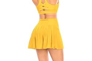 YARRCO Damen Plissierter Tennisrock mit Hose Faltenrock Kurz Hosenrock Tennis Golf Sport Workout Running Rock Sommerrock Minirock